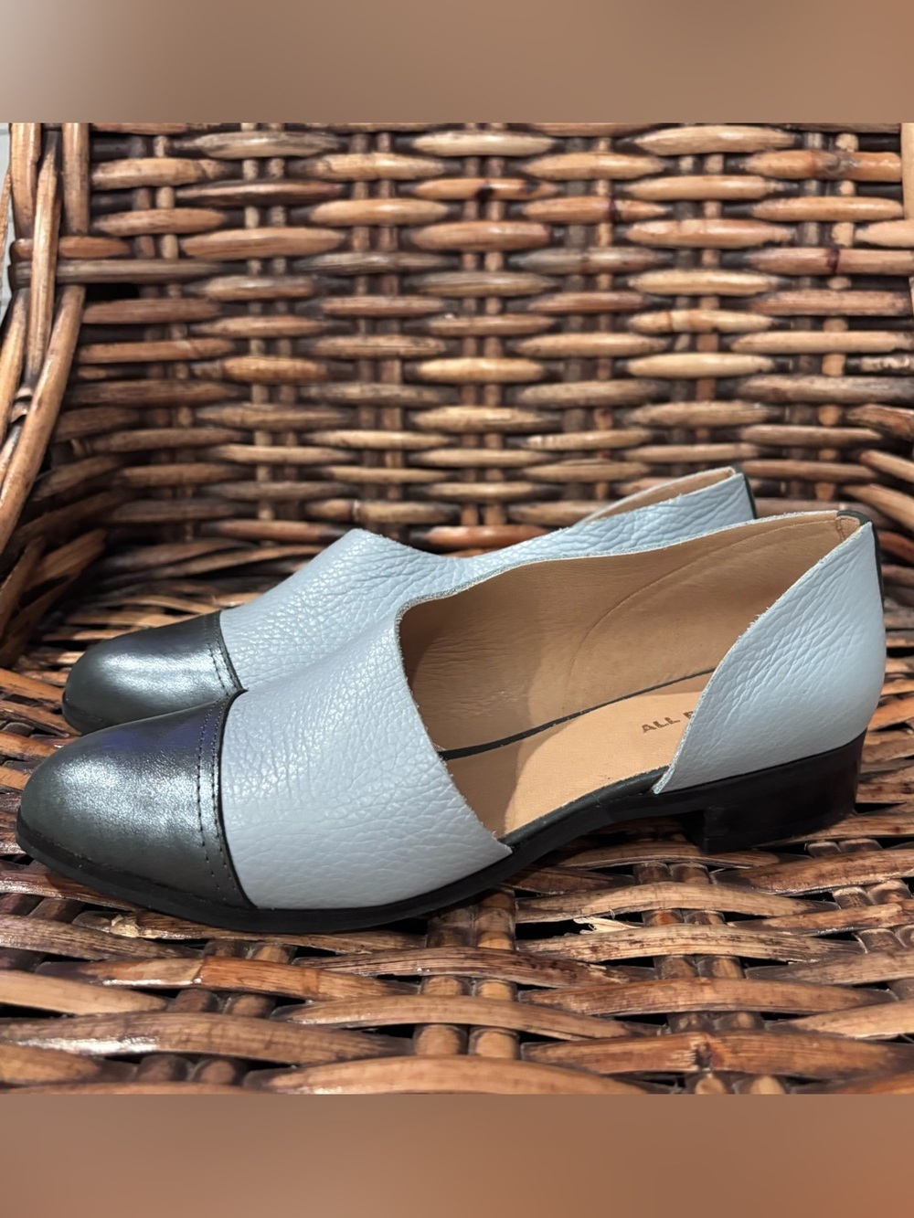 Anthropology All Black Light Blue and Metallic Gray Women's Slip-On Loafers 6.5